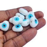 10 Pcs Heart Shape White Evil eye handmade glass beads for jewelry making