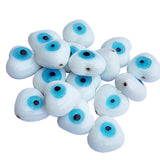 10 Pcs Heart Shape White Evil eye handmade glass beads for jewelry making