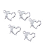 10 Pcs Heart Shape Silver Plated Lobster Clasps Claw for jewelry making in size about 9x10mm