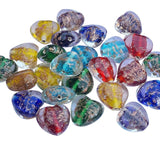 20 Pcs Handmade Heart copper sparkle mix lampwork glass beads