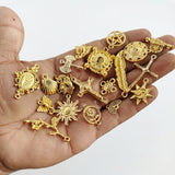 100 PCS Gold Shiny Metal Charms for Jewelry Making | Assorted Designer Connector Charms | Gold Plated DIY Craft Charms for Bracelet, Necklace, Earrings & Handmade Accessories