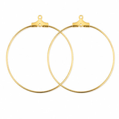 20pcs (10 Pairs) Gold Plated Wire Hoop Earring Findings 30mm | Thin Round Hoop Earring Making Findings | Lightweight DIY Jewelry Supplies
