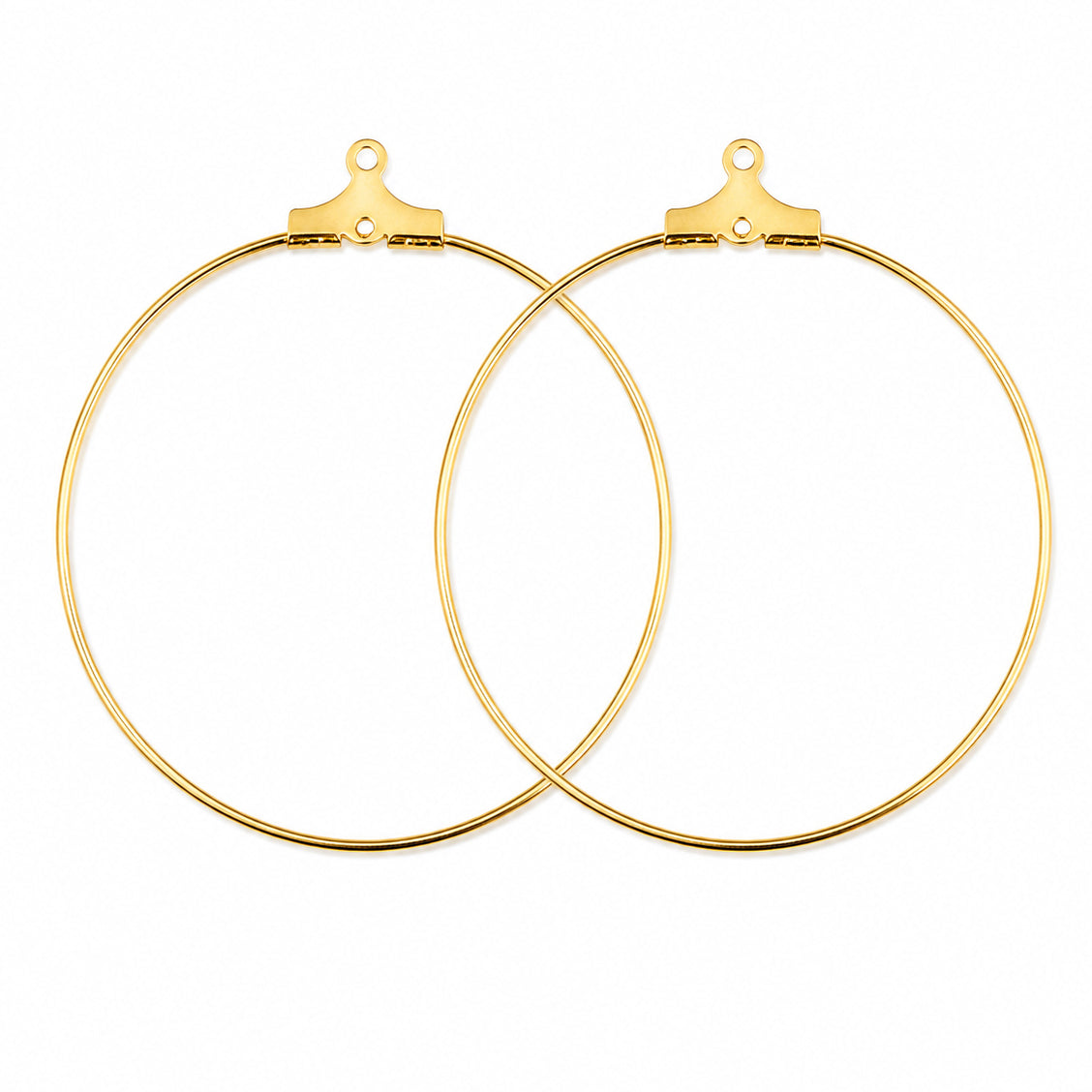 20pcs (10 Pairs) Gold Plated Wire Hoop Earring Findings 30mm | Thin Round Hoop Earring Making Findings | Lightweight DIY Jewelry Supplies