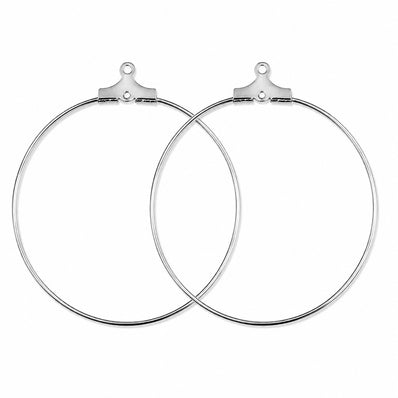 20pcs (10 Pairs) Rhodium Plated Wire Hoop Earring Findings 30mm | Silver Hoop Earring Making Findings | Lightweight DIY Jewelry Supplies