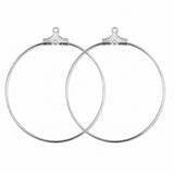 20pcs (10 Pairs) Rhodium Plated Wire Hoop Earring Findings 30mm | Silver Hoop Earring Making Findings | Lightweight DIY Jewelry Supplies
