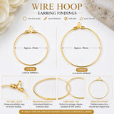 20pcs (10 Pairs) Gold Plated Wire Hoop Earring Findings 25mm | Round Hoop Earring Making Findings | Lightweight DIY Jewelry Supplies