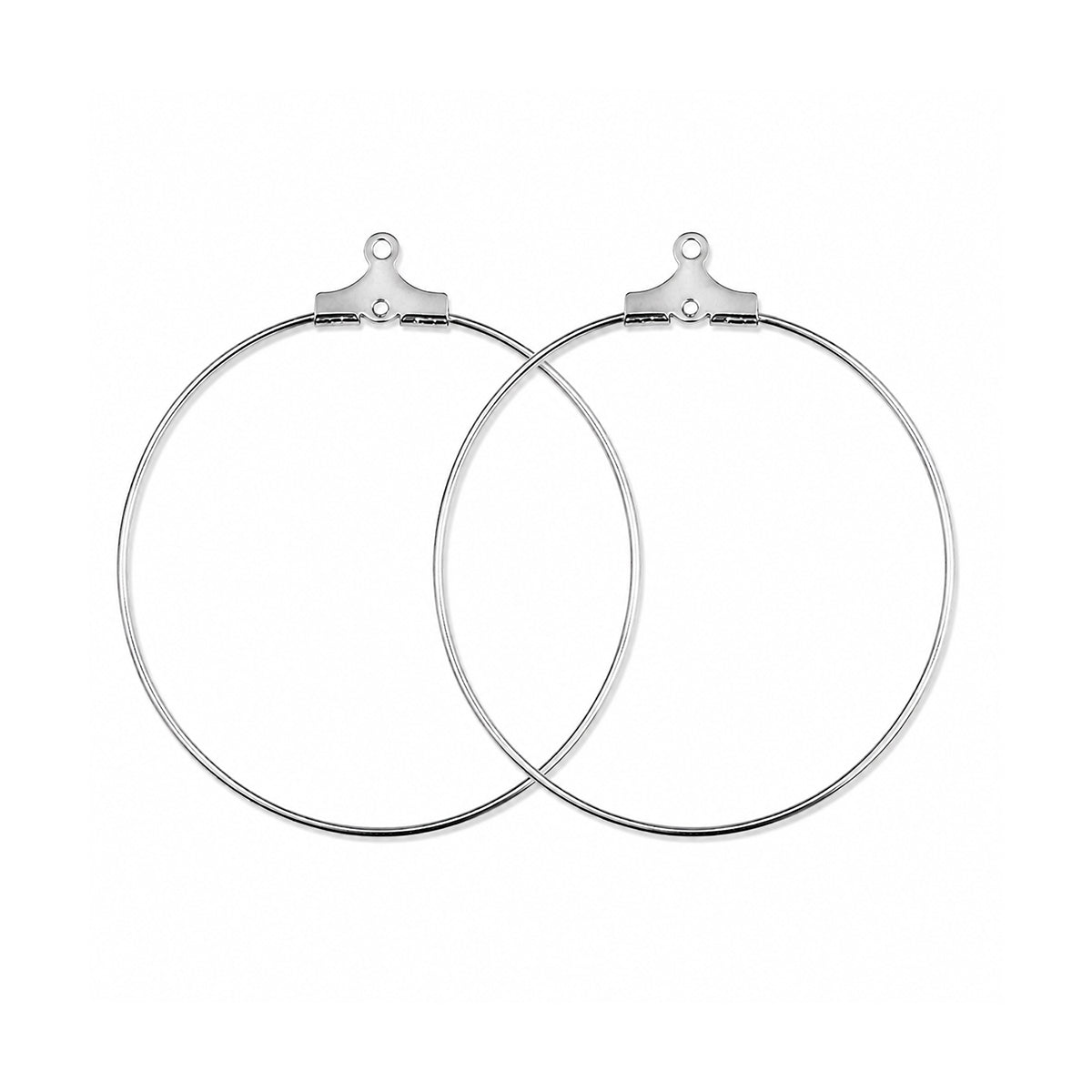 20pcs (10 Pairs) Rhodium Steel Plated Wire Hoop Earring Findings 25mm | Round Hoop Earring Making Findings | Lightweight DIY Jewelry Supplies