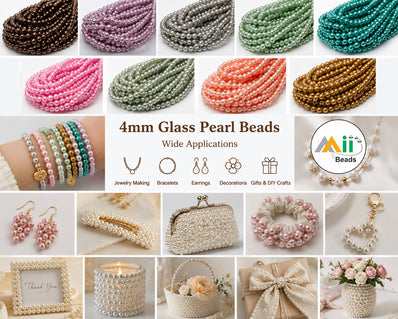 4mm Round Glass Pearl Beads – Orange Pearl Finish – Approx. 210 Beads Per String – Jewelry Making Supplies