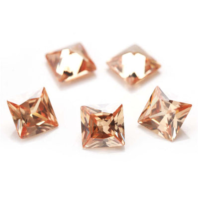 50 PIECES PACK' Square Shape Princess Cut 5A Champagne Zirconia Stone Synthetic Gems CZ stone For Jewelry