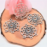 3 PAIRS PACK' 33x27 MM APPROX SIZE (6 PIECES) DREAM CATCHER SILVER OXIDIZED EARRING MAKING CHARMS