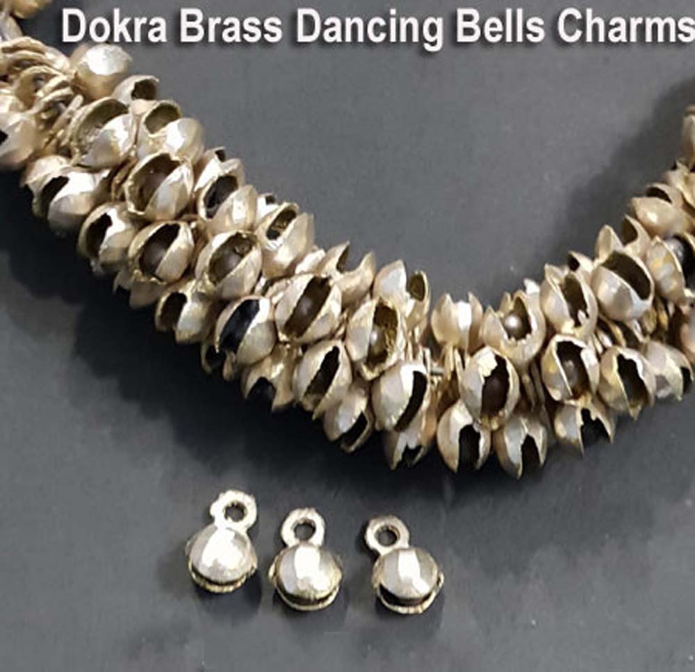 5 Pcs 14mm and 25mm long with loop and thik flaty Handicrafted Brass Ghunghroo Also known as Ghunghru or Ghungur, now using in Jewelery making also