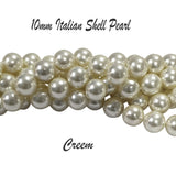 Cream/Off-White PER STRAND 10MM ROUND SHELL PEARL A GRADE HIGH LUSTER PEARLS APPROX 39~41 BEADS