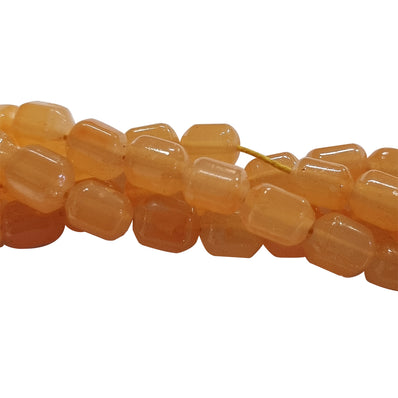2 Line Tube Orange Peach color glass beads for jewelry making in size about 9x7mm