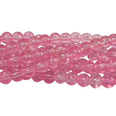 2 Line Pkg. (each 16 inches long) 6mm Round Pink Glass Beads for jewelry making
