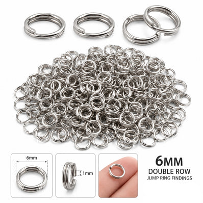 1000pcs Double Row Jump Rings 6mm Nickel Plated Jewelry Making Findings – Split Rings Connectors for Earrings, Necklaces, Bracelets & Crafts