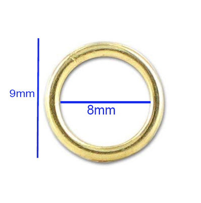 100 Pieces Pack' Gold Plated 8 mm Close Jump Rings