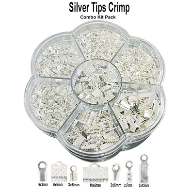 DIY Jewellery Making Metal Findings Tips Crimp Findings Beads Silver in Various Size