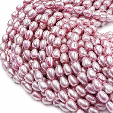 6x8mm Baby Pink Glass Pearl Teardrop Beads, Pearlized Drop Shape Beads for Earrings, Necklaces & DIY Jewelry Making, 95–96pcs Strand