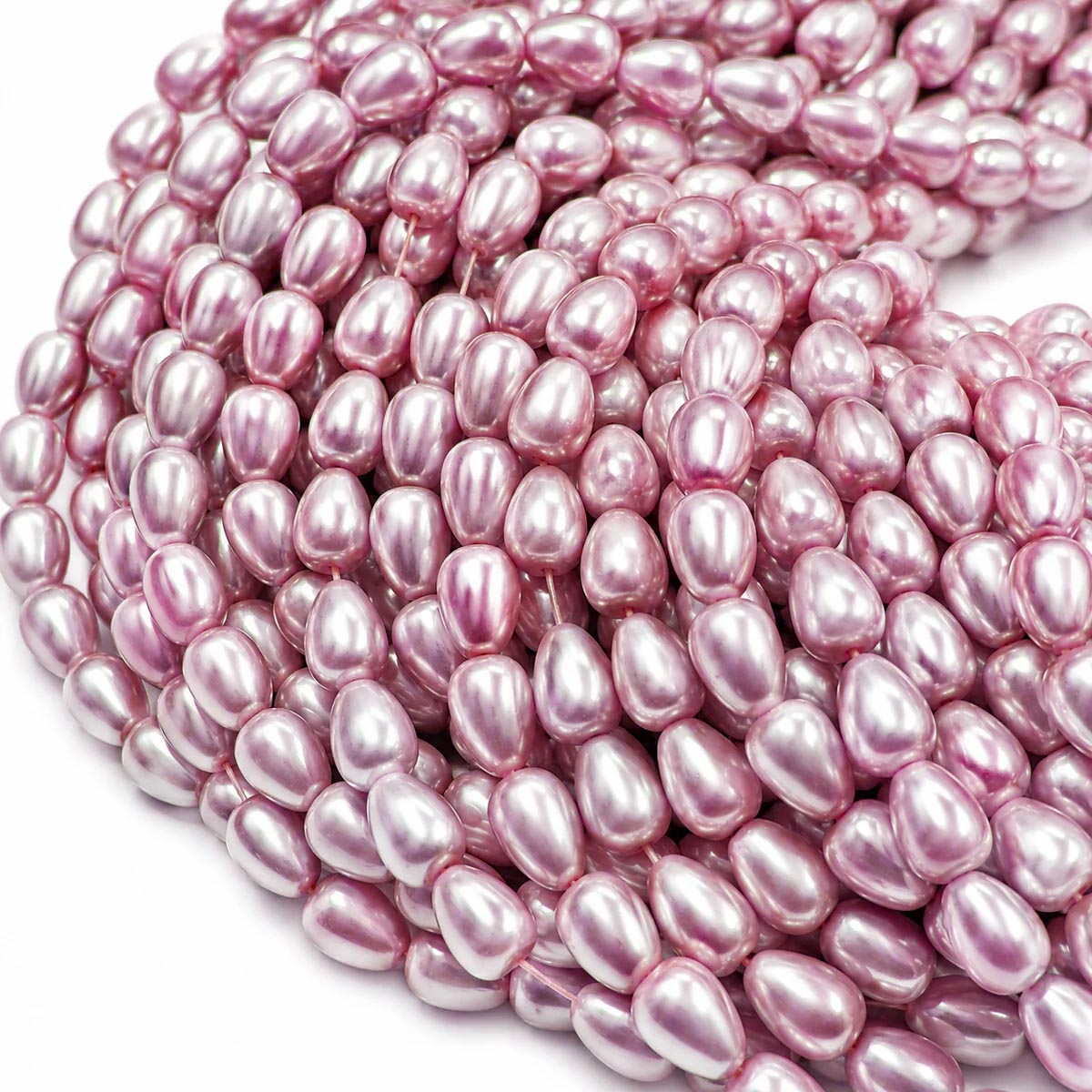 6x8mm Baby Pink Glass Pearl Teardrop Beads, Pearlized Drop Shape Beads for Earrings, Necklaces & DIY Jewelry Making, 95–96pcs Strand