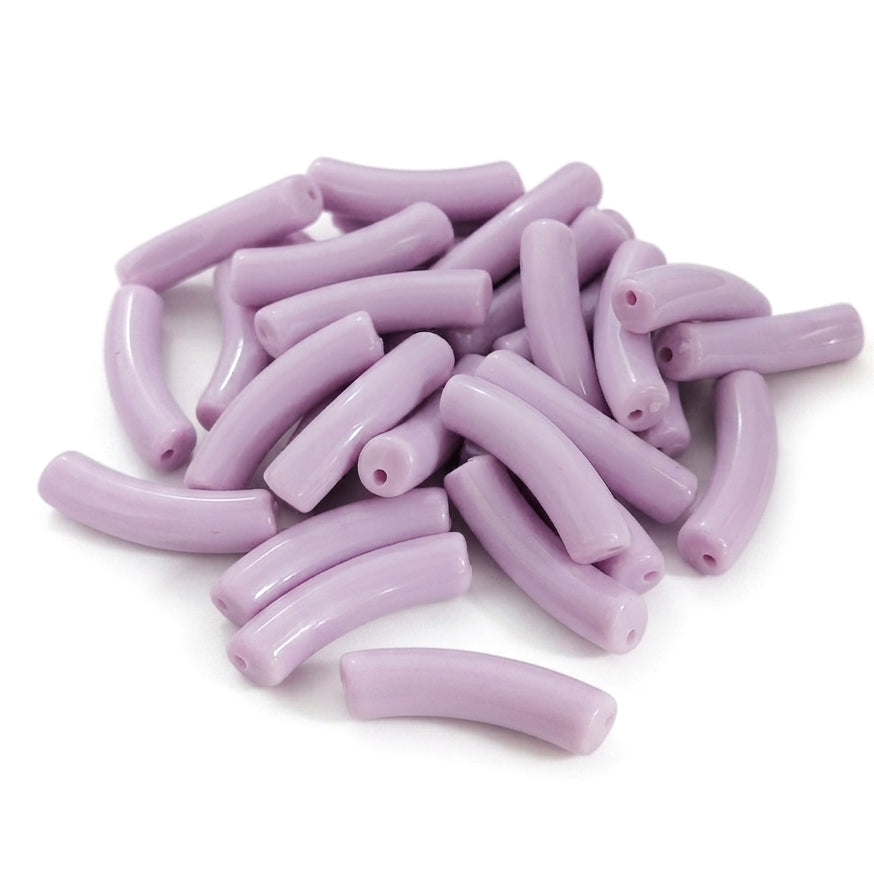 Lavender Acrylic Arc Pipe Beads – 32x7 mm, 20 Pieces Loose Pack