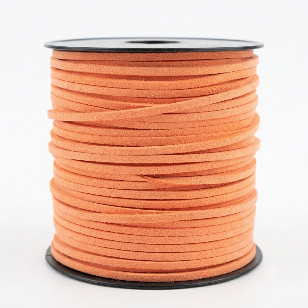 3mm Faux Suede Leather Cord – 5 Meter Pack (Peach/Orange)
