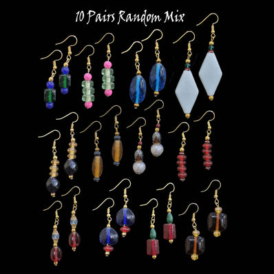 10 Pairs Random Mix wholesale Lot Glass Beads fashion earrings, As Much as Low Rs. 12.00 Per Pair !!!
