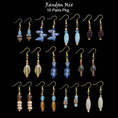 10 Pairs Random Mix wholesale Lot Glass Beads fashion earrings, As Much as Low Rs. 12.00 Per Pair !!!