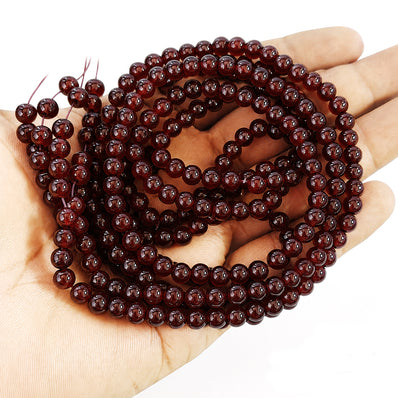 2 Strands 4MM Dark Maroon Round Imitation Jade Glass Beads Strands | Jelly Style Glass Spacer Beads for Jewelry Making | 31.4 Inches | Approx. 400+ Beads
