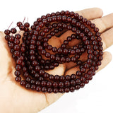 2 Strands 4MM Dark Maroon Round Imitation Jade Glass Beads Strands | Jelly Style Glass Spacer Beads for Jewelry Making | 31.4 Inches | Approx. 400+ Beads