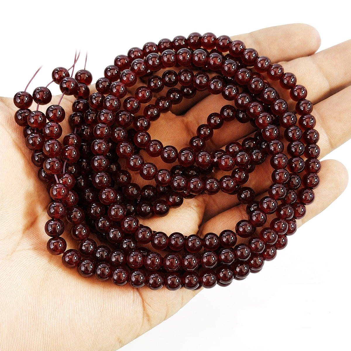 2 Strands 4MM Dark Maroon Round Imitation Jade Glass Beads Strands | Jelly Style Glass Spacer Beads for Jewelry Making | 31.4 Inches | Approx. 400+ Beads
