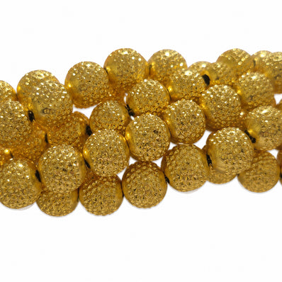 8mm Gold Micron Plated Dotted Brass Round Beads – Anti Tarnish Metal Spacer Beads – High Quality – 50 Pieces Pack