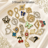 50 Pcs Mixed Stone Inlay Charms Best Quality  | Premium Gold & Silver Plated Crystal Enamel Assorted Charms | Random Mix for Jewelry Making