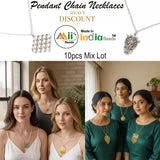 10pcs Wholesale Lot, Chain Pendant Necklaces – Silver & Gold Plated | Random Mix Designs | Unbeatable Price