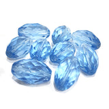 6 PCS PKG. SUPER QUALITY' 29X16 MM APPROX SIZE, LOOSE PACK, FACETED LITE BLUE COLOR, CRYSTAL GLASS BEADS
