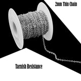 2 meters chain Rhodium Plated thin, 2mm, No.9, best quality tarnish resistance jewelry making chain