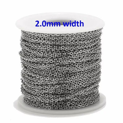 2 meters chain Rhodium Plated thin, 2mm, No.9, best quality tarnish resistance jewelry making chain