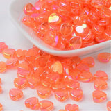 100 Pcs Pkg. Small Heart Beads Fine quality of Acrylic Material for Jewelry Making, Orange Rainbow AB Color