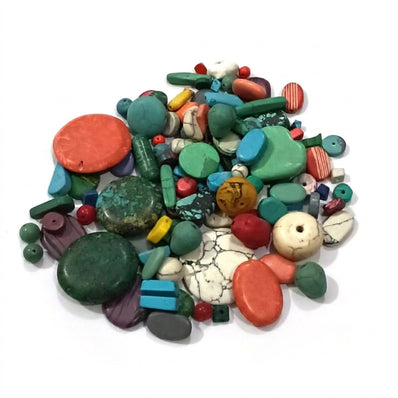 100g Value Pack - Mixed Synthetic Howlite Beads – Assorted Shapes & Sizes