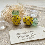 Yellow Pineapple Lampwork Glass Beads | Handmade Artisan Fruit Beads | Jewelry Making Supplies | Pack of 3 Pieces