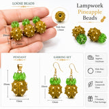Mustard Pineapple Lampwork Glass Beads | Handmade Artisan Fruit Beads | Jewelry Making Supplies | Pack of 3 Pieces
