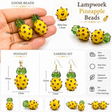 Yellow Pineapple Lampwork Glass Beads | Handmade Artisan Fruit Beads | Jewelry Making Supplies | Pack of 3 Pieces