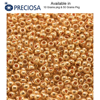Preciosa Gold Metallic Glass Seed Beads Available in 10 Grams in size about 11/0 (about 2mm)