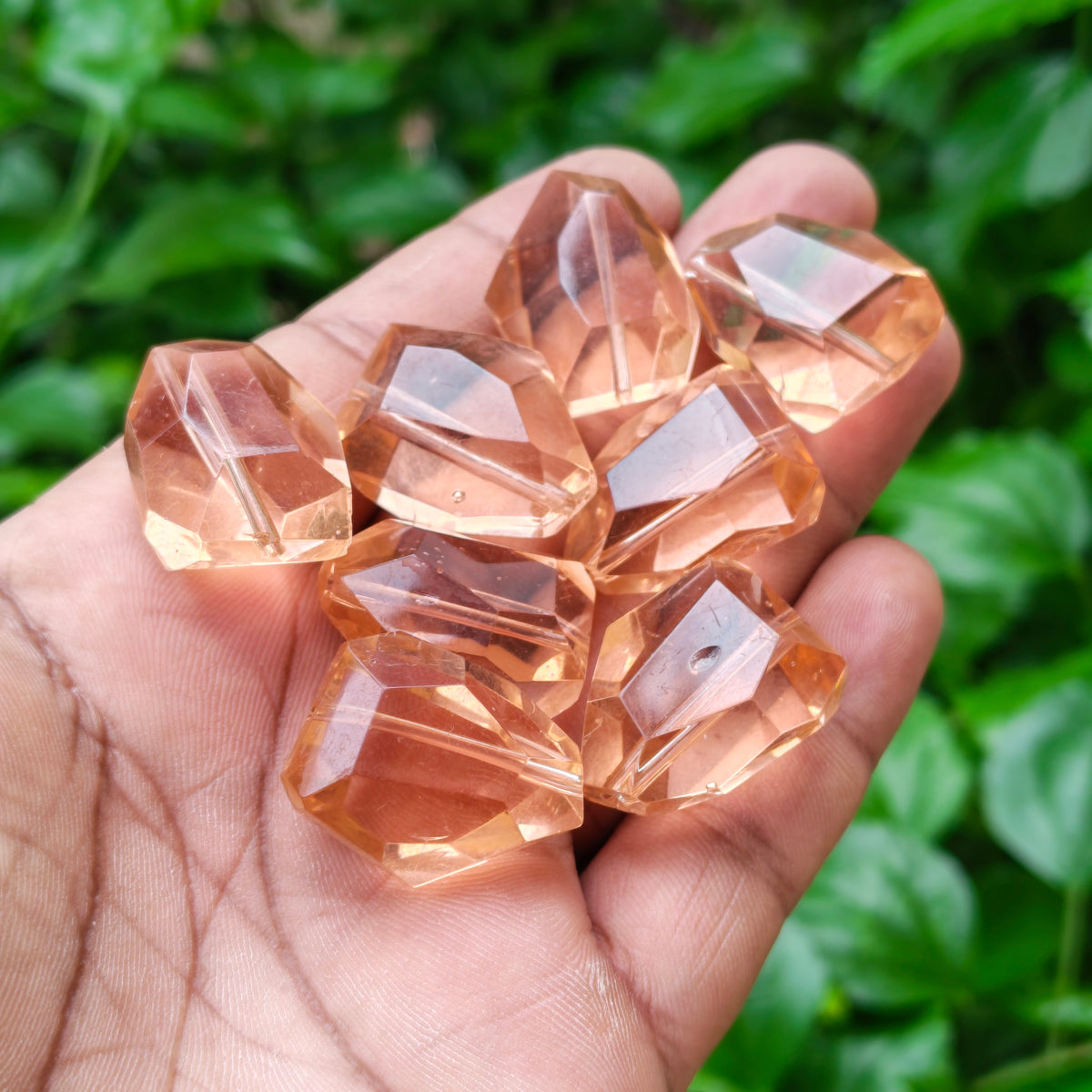 Czech Imported 26mm Citrine Peach / Champagne Faceted Glass Beads (6 Pieces Pack)