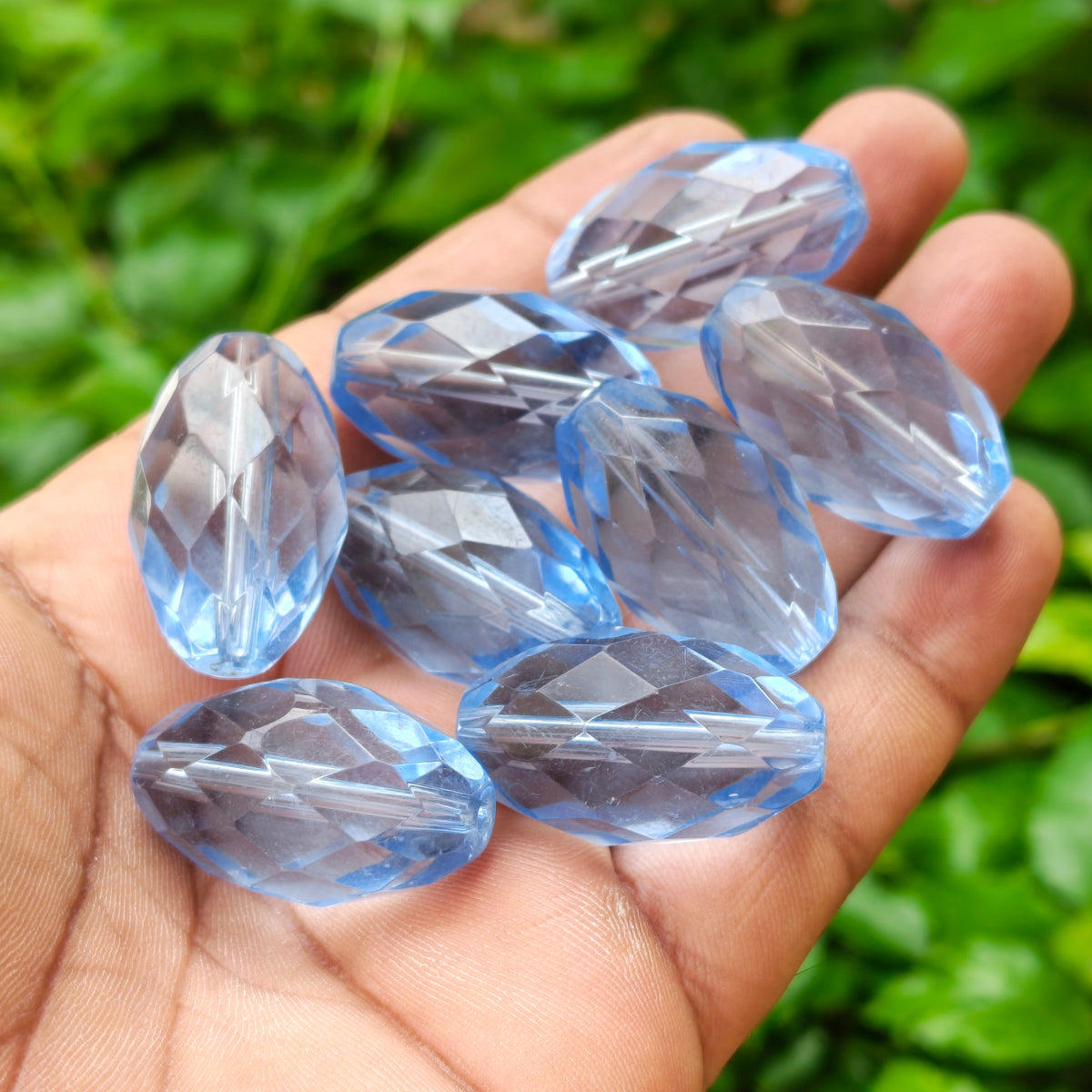 Czech Imported 30mm Light Blue Faceted Glass Beads (6 Pieces Pack)