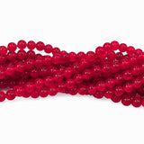 2 Strands 4MM Bright Red Round Imitation Jade Glass Beads Strands | Jelly Style Glass Spacer Beads for Jewelry Making | 31.4 Inches | Approx. 400+ Beads