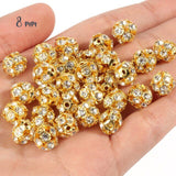 20 PCS PACK, 8 MM SIZE RHINESTONES BALL SPACER BEADS
