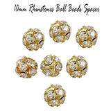 20 Pcs Rhinestones ball beads for jewelry making Gold