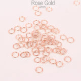 500 PCS PKG. ROSE GOLD PLATED OPEN MOUTH JUMP RING IN 4MM SIZE