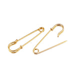 32 mm Gold Safety Pin / Brooch Pin – Jewellery Making & Craft Supplies – 10 Pieces Pack