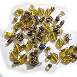 100 pcs lot, glass charms mostly brown color made with brass wire